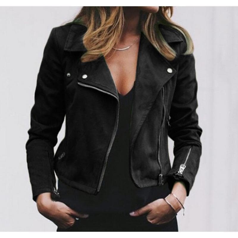 Autumn and Winter New Women's Clothing Lapel Oblique Zipper Short Women's Top 5XL