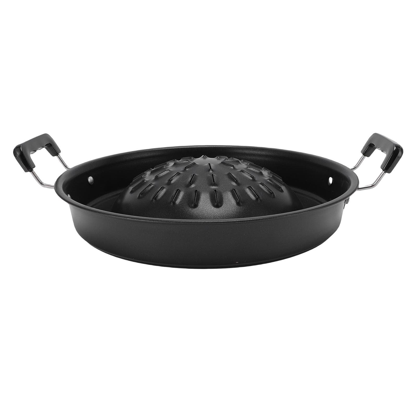 Thai BBQ Grill Pan 2 in 1 Non Stick Even Heating Aluminum Hot Pot Grill Charcoal Pan for Indoor 30cm/11.81in black