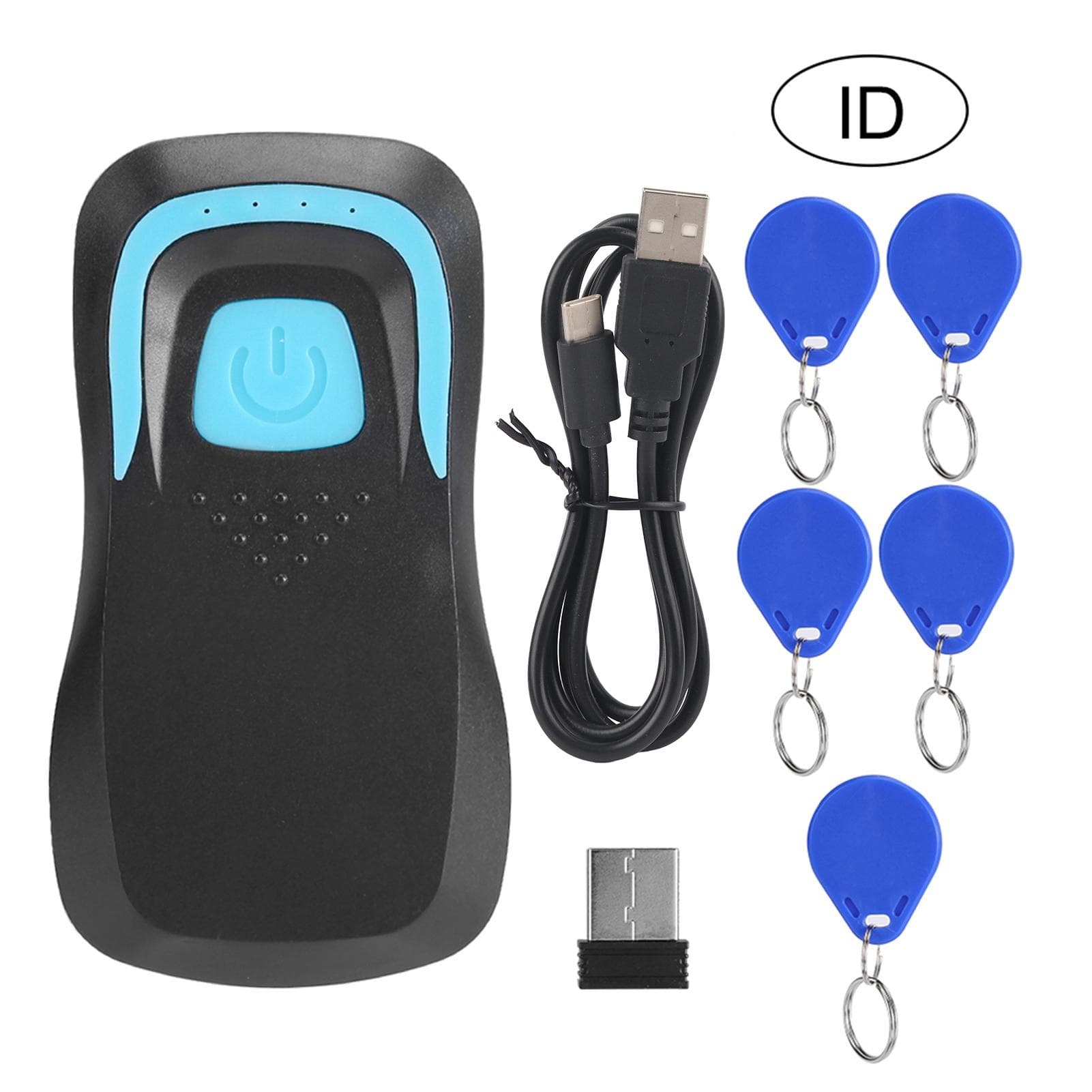 Bluetooth RFID Card Reader Wireless Code Scanner with 5 Cards White IC 13.56Mhz black