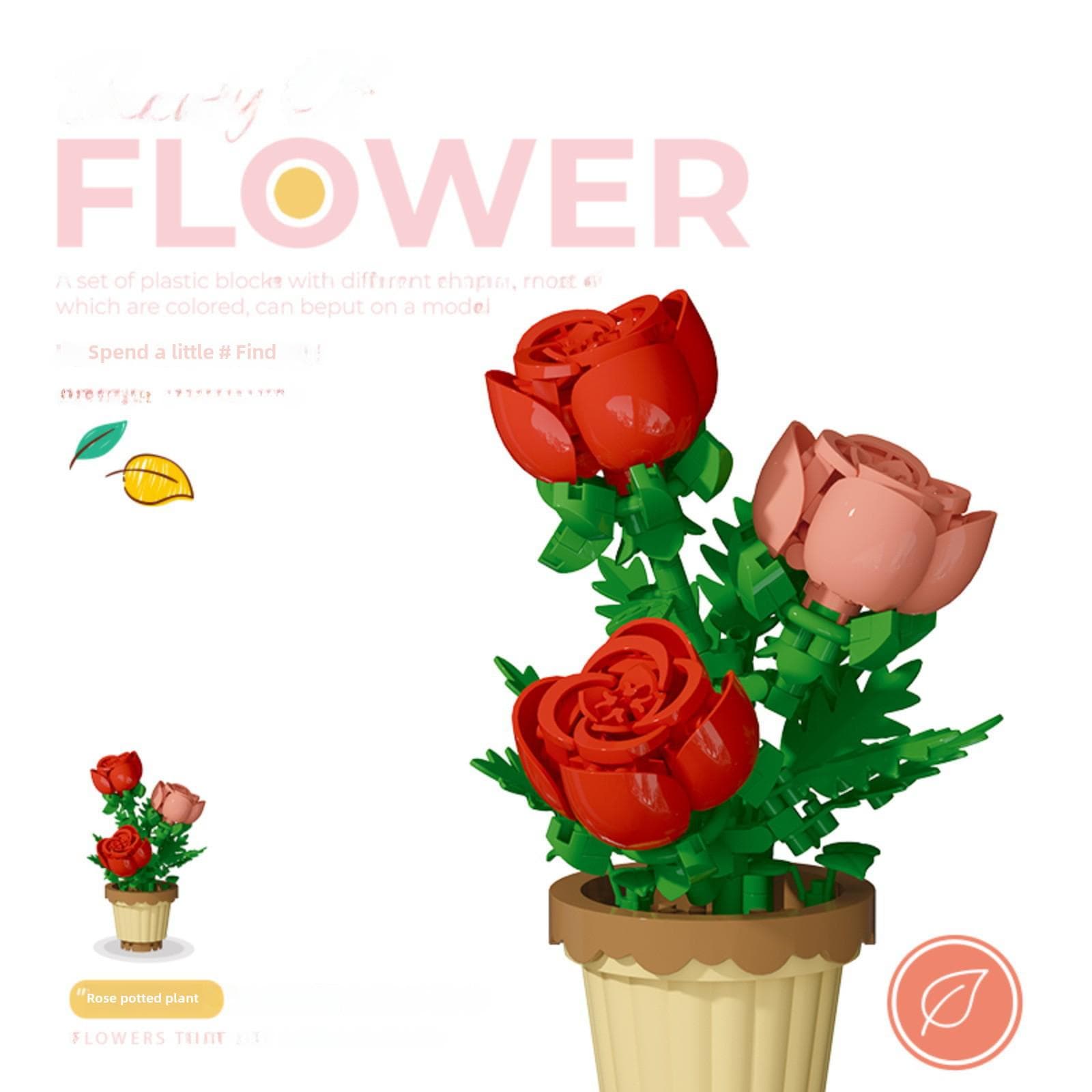 Lego-Compatible Flower Building Blocks: Hibiscus Potted Plant for Kids, Valentine's Day Gift