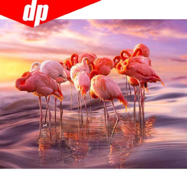 5D DIY Diamond Painting Flamingos Diamond Embroidery Cross Stitch Home Decoration 20X30