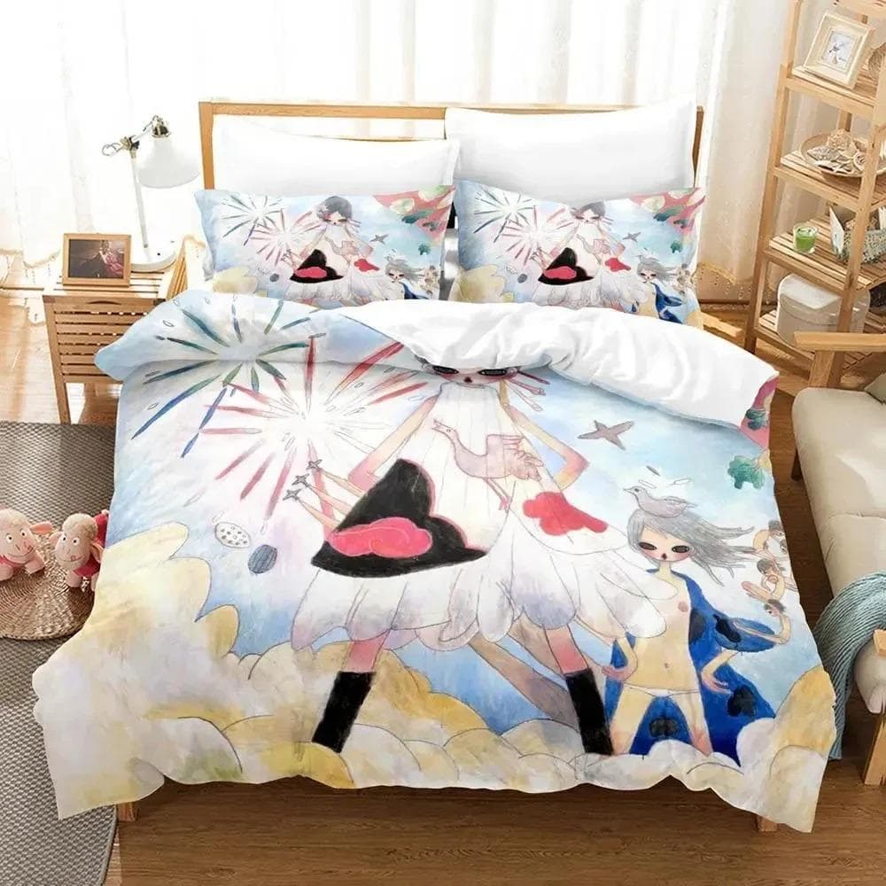 Anime Aya Takano Bedding Set 3D Duvet Cover Bed Set Quilt Cover Pillowcase Comforter king Queen Size Boys Adult Bedding Set 70x133cm 2pcs