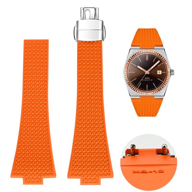 For Tissot PRX T137 FKM Watch 11mm 12mm men women's Watchband Fluororubber Bracelet Quick Release folding clasp Strap Wristband 11mm orange