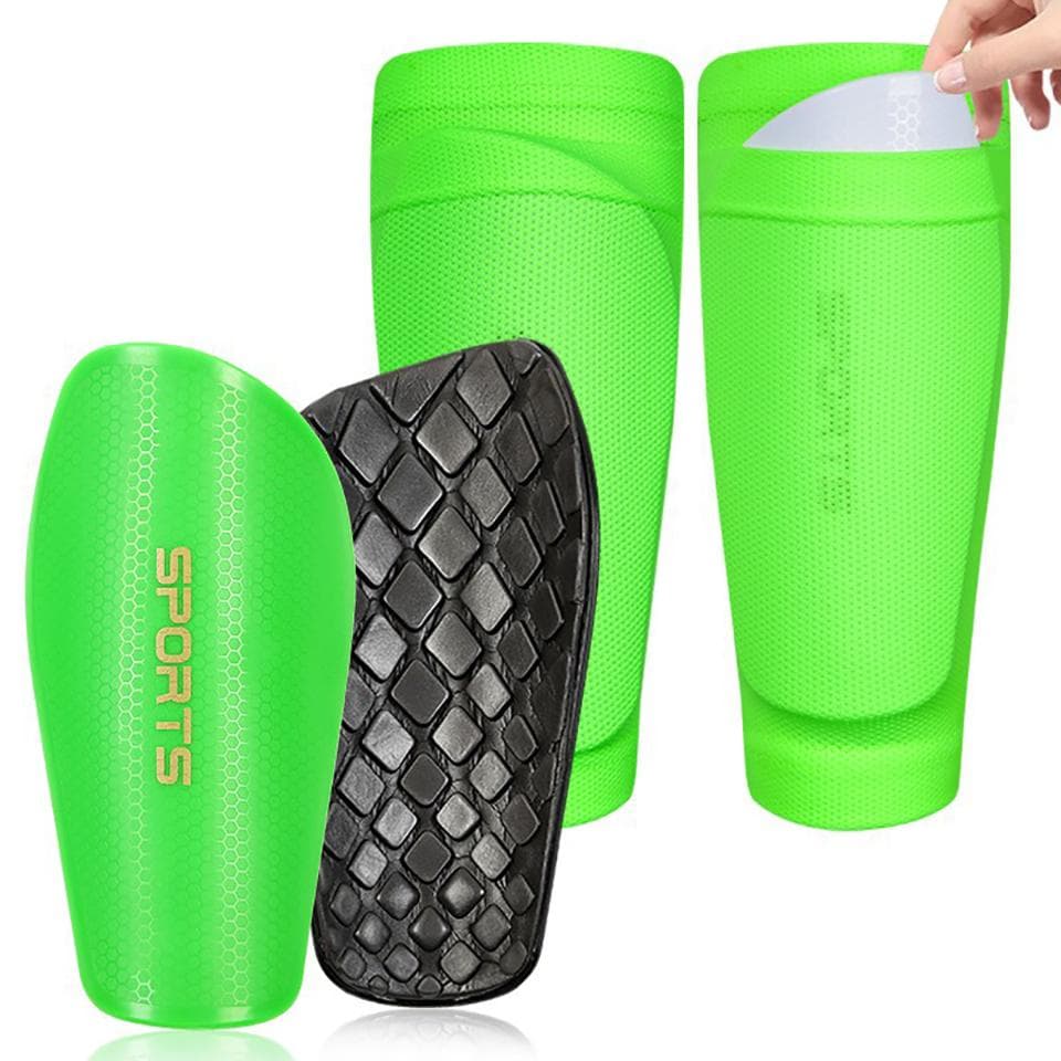 Loogdeel Soccer Shin Guards for Kids Youth Adults with Optimized Insert Pocket Football Shin Protect Board Legging Support S green