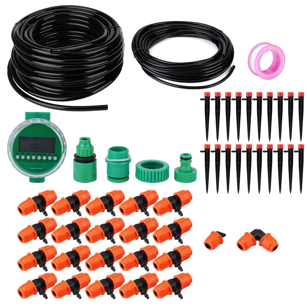 20m Garden Irrigation Timer Controller with 8-Holes Dripper Drip Irrigation Watering Kit