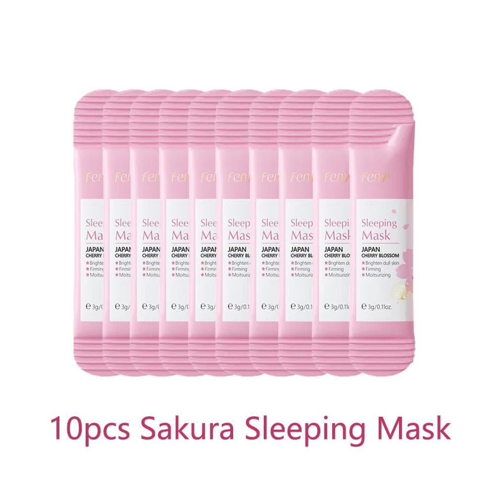 10pcs Sakura Sleeping Mask Moisturizing Reduce Wrinkle Nourishing Brightening Portable Disposable Face Mask Facial Care 10PCS
