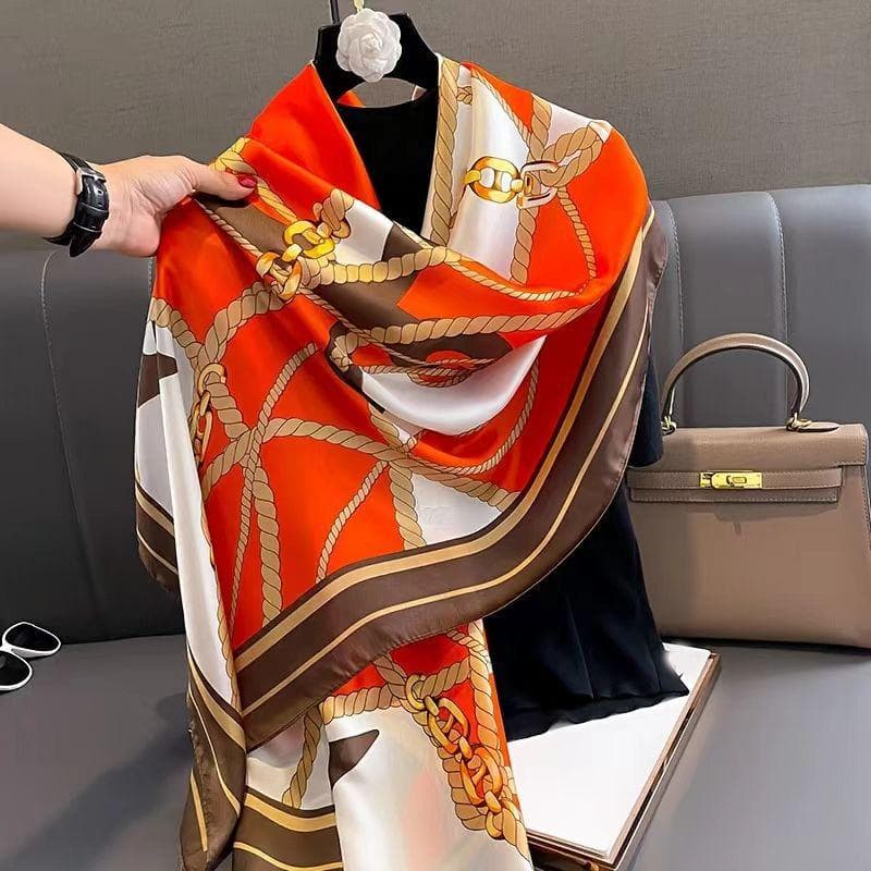 High-End Summer Silk Scarf - Long, Fashionable Sunscreen Shawl for Women 90x180