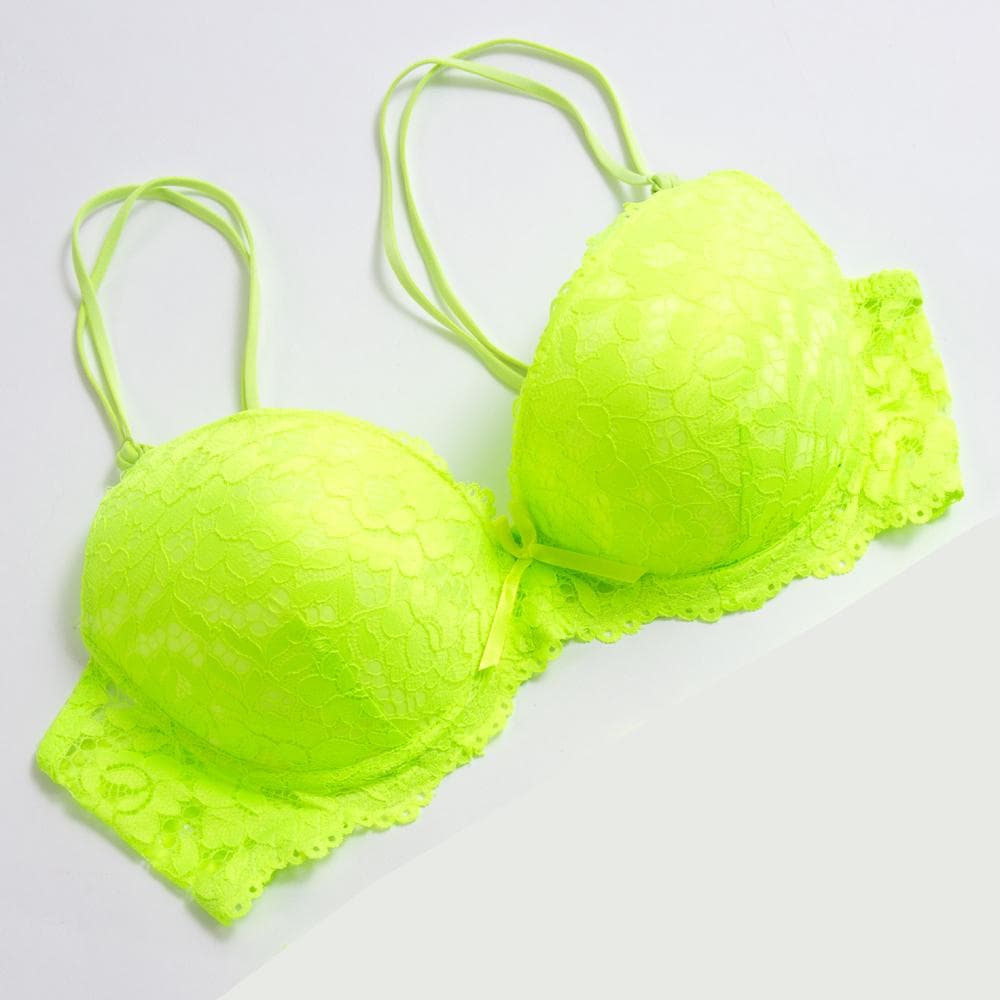 Lace Fly Bra Female Brassiere Lingerie Plus Size C D Cup Push Up Seamless Comfortable Bra 36C green