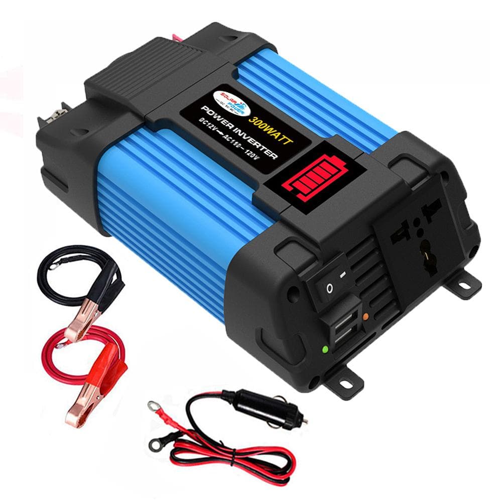 500W Power Inverter DC 12V to AC 110V Car Charger Converter with Dual USB Ports 8 Safety Protection 300-110