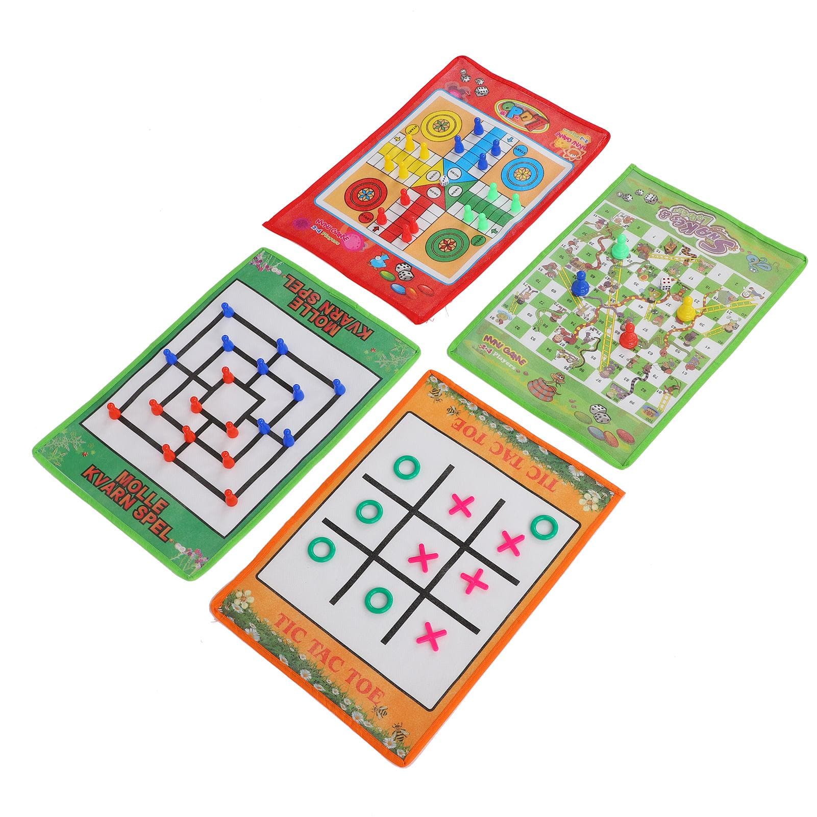 Snake and Ladder Kids Nine Men s Morris Portable Flying Chess Ludo Board for Family Game 4 in 1 Set