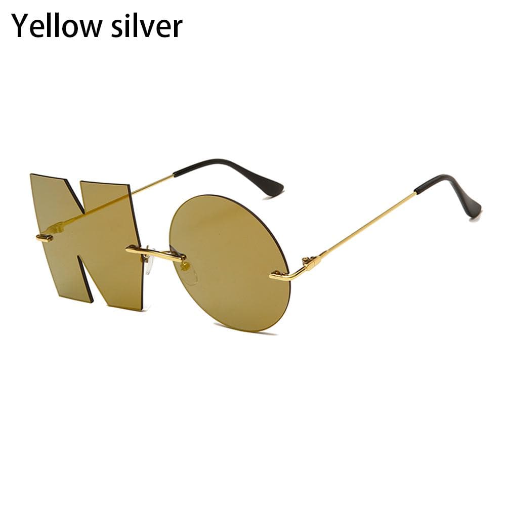 Party Eyewear Metal UV400 Women Sun Glasses Trend Letter NO Sunglasses Ladies Shades Fashionable