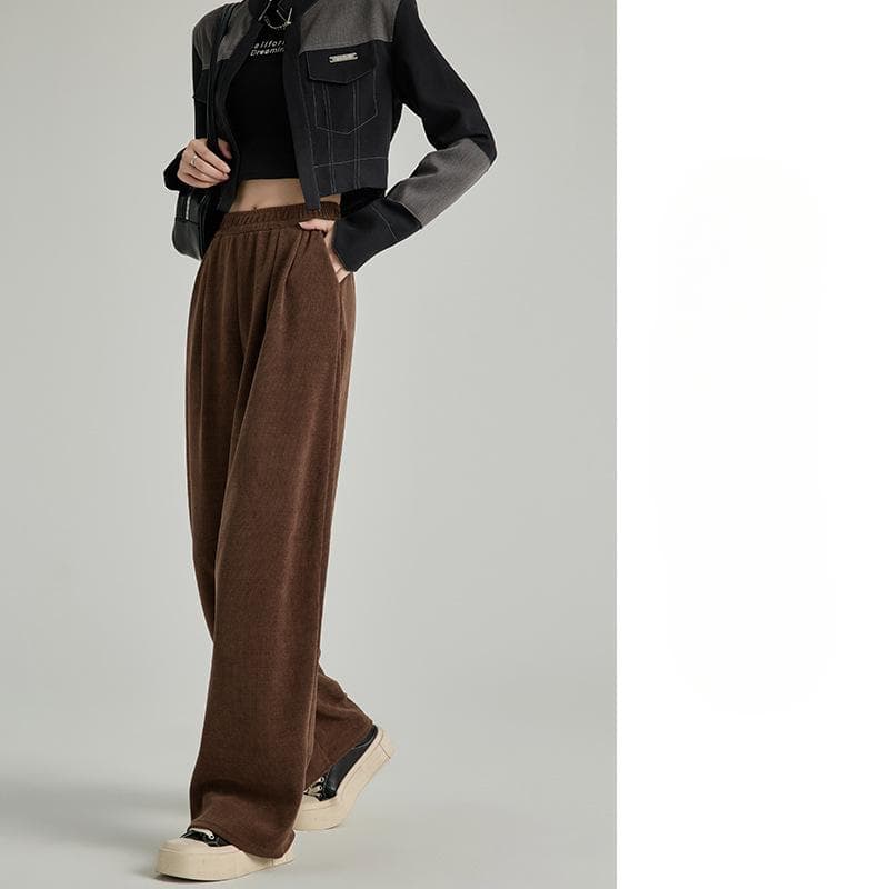 Kapok Velvet Yamamoto Pants, Draped Pants for Women, Spring and Autumn High-waist Casual Knitted Wide-leg Pants, Straight Sports Pants XL