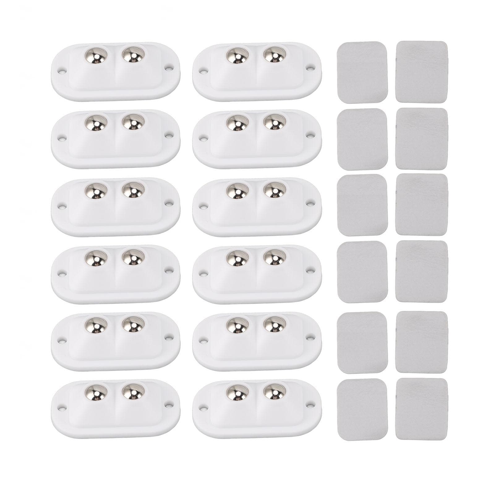 12pcs Mini Caster Wheels Self Adhesive Double Bead Labor Saving Quietly Moving 360 Degree Rotation white