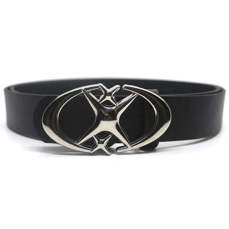 Women Belt Punk Star Buckle Belt Design Cross Metal Vintage Gothic Men Women Y2K Belt Pu Leather Waistband Pants Jeans Lady Belt 105cm black