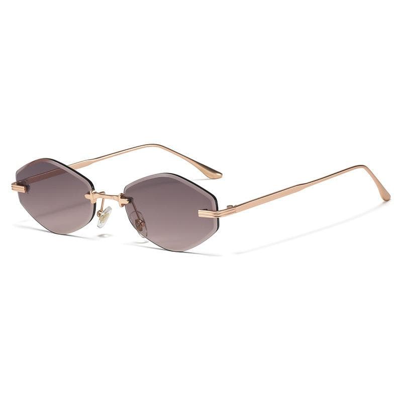 Frameless Polygonal Sunglasses UV400 Protection Neutral Style for Outdoor Travel Vacations