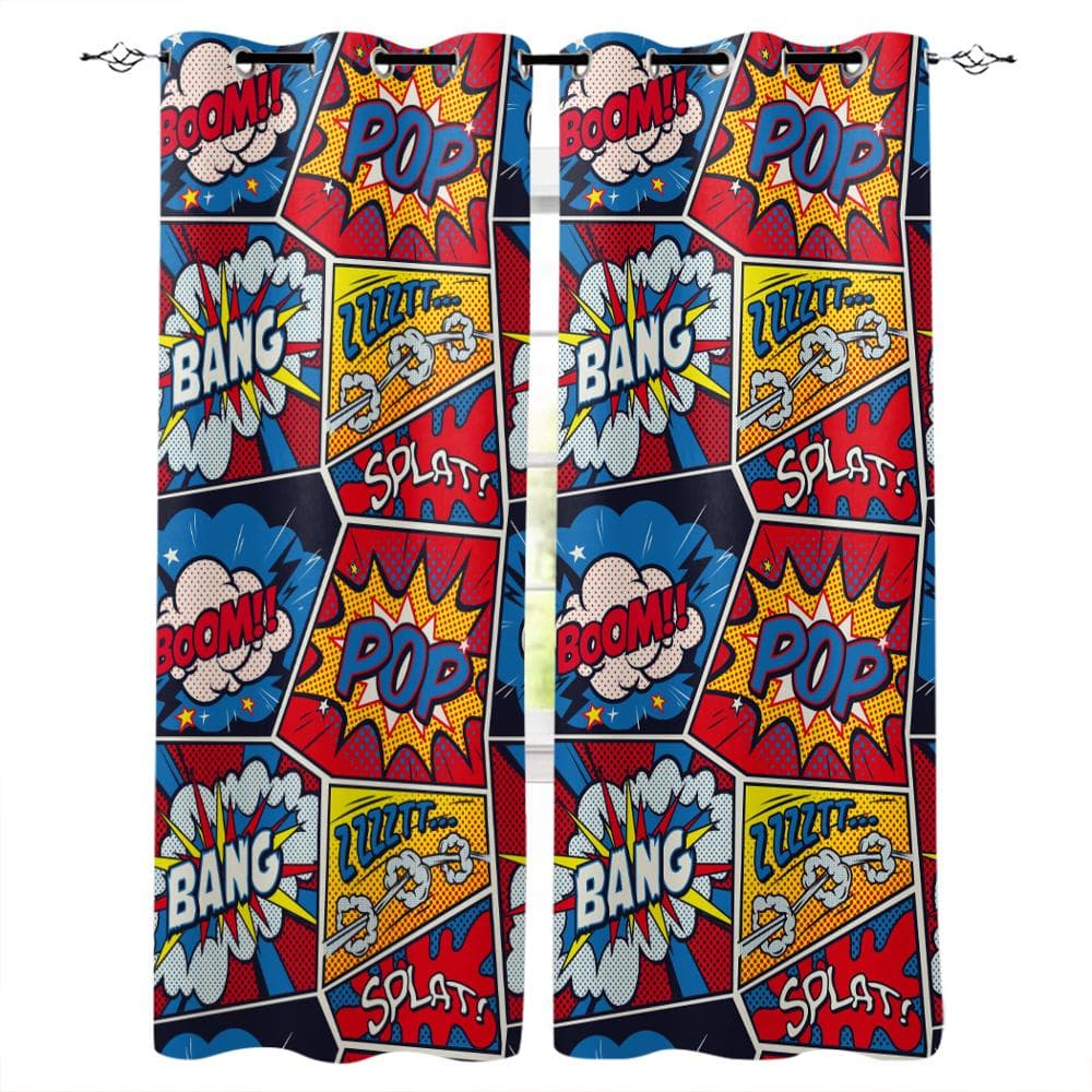 Home Curtain Colorful Graffiti Bedroom Kitchen Curtains Living Room Decoration Items Window Curtains for Living Room 135W x 60H(cm)