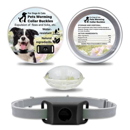 Flea Prevention Tag for Dogs Natural Ingredients Tick Repellent Tag Waterproof B black