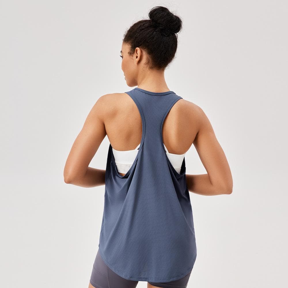 Women's Quick-Dry Summer Sports Camisole - Breathable, Sleeveless Yoga & Running Top L gray/blue