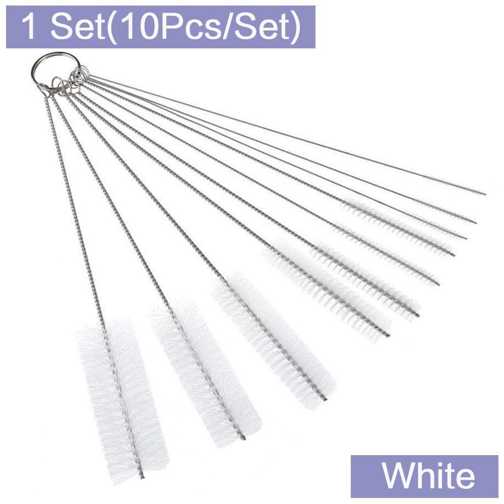 10Pcs/Set Long Straw Cleaning Brush Nylon Cleaning Bottle Brush Cleaning Brushes Tube Kit Tool white