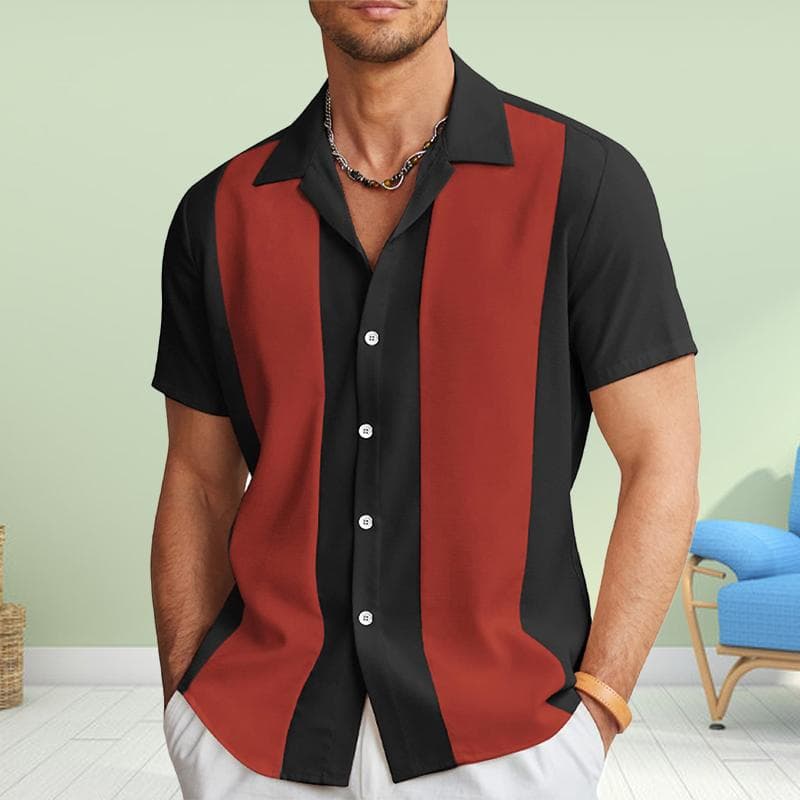 Men's Handsome Stripes 3D Print Shirt Button Up Shirt Casual Shirt Summer Shirt Short Sleeve Daily Vacation Clothing L red