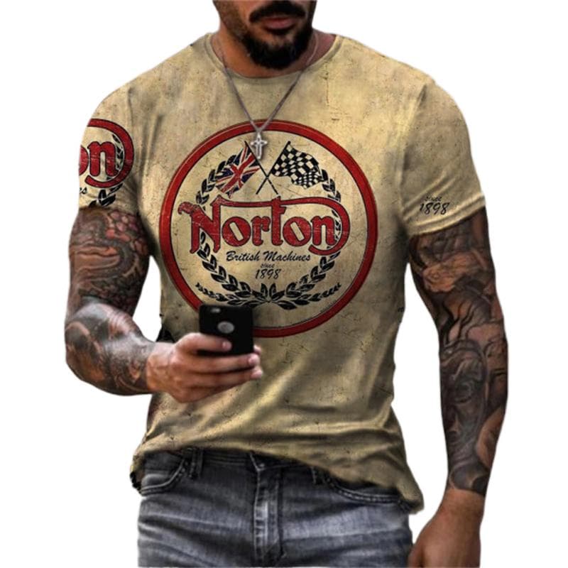 2022 Summer Vintage Men's T Shirt 3d Retro Motorcycle Oversized Tshirts For Men Clothing Biker Racing T-shirts Motor Tees Tops 5XL