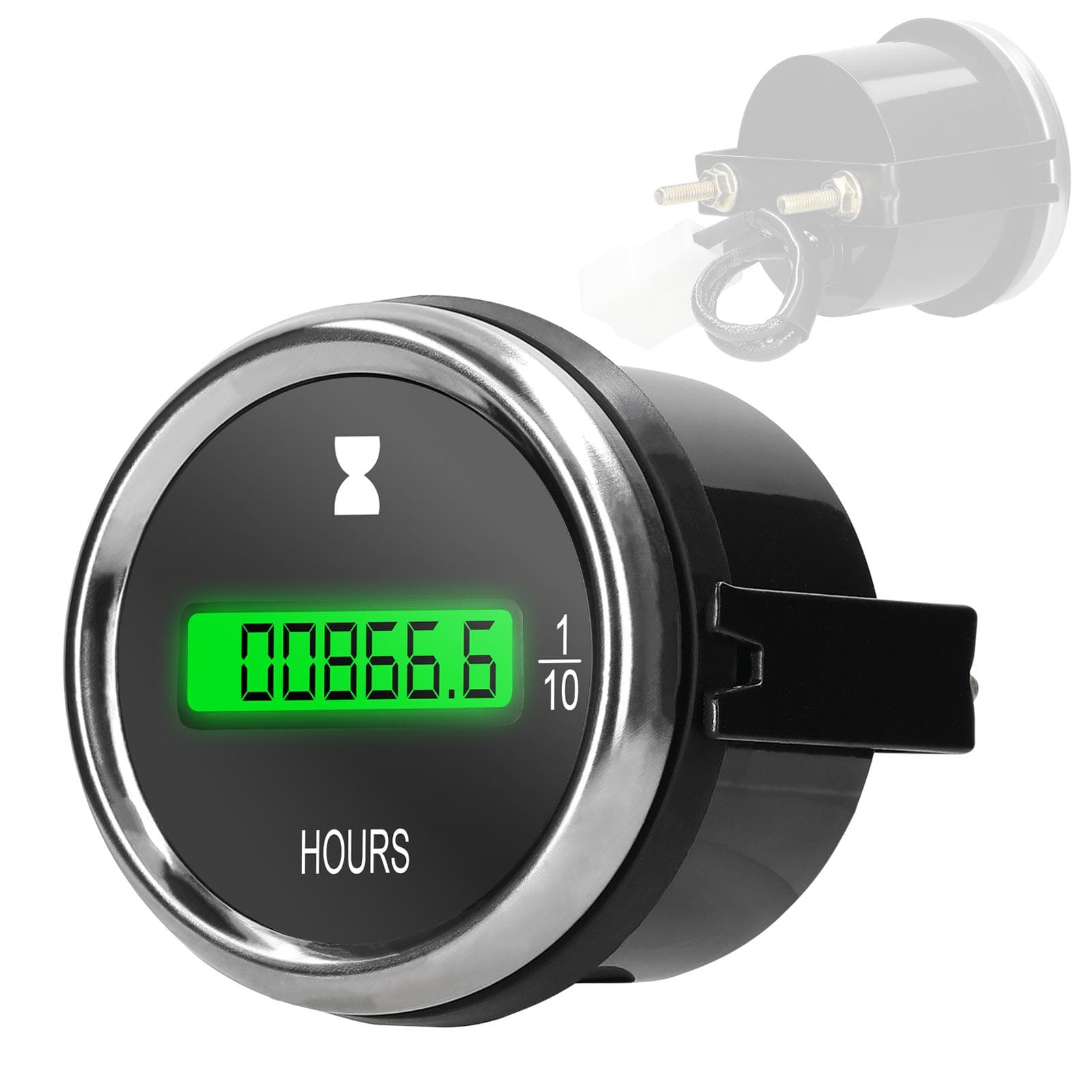 52mm Hour Meter Gauge LED Digital Car Timer 1224V for Car Truck Marine Boat black