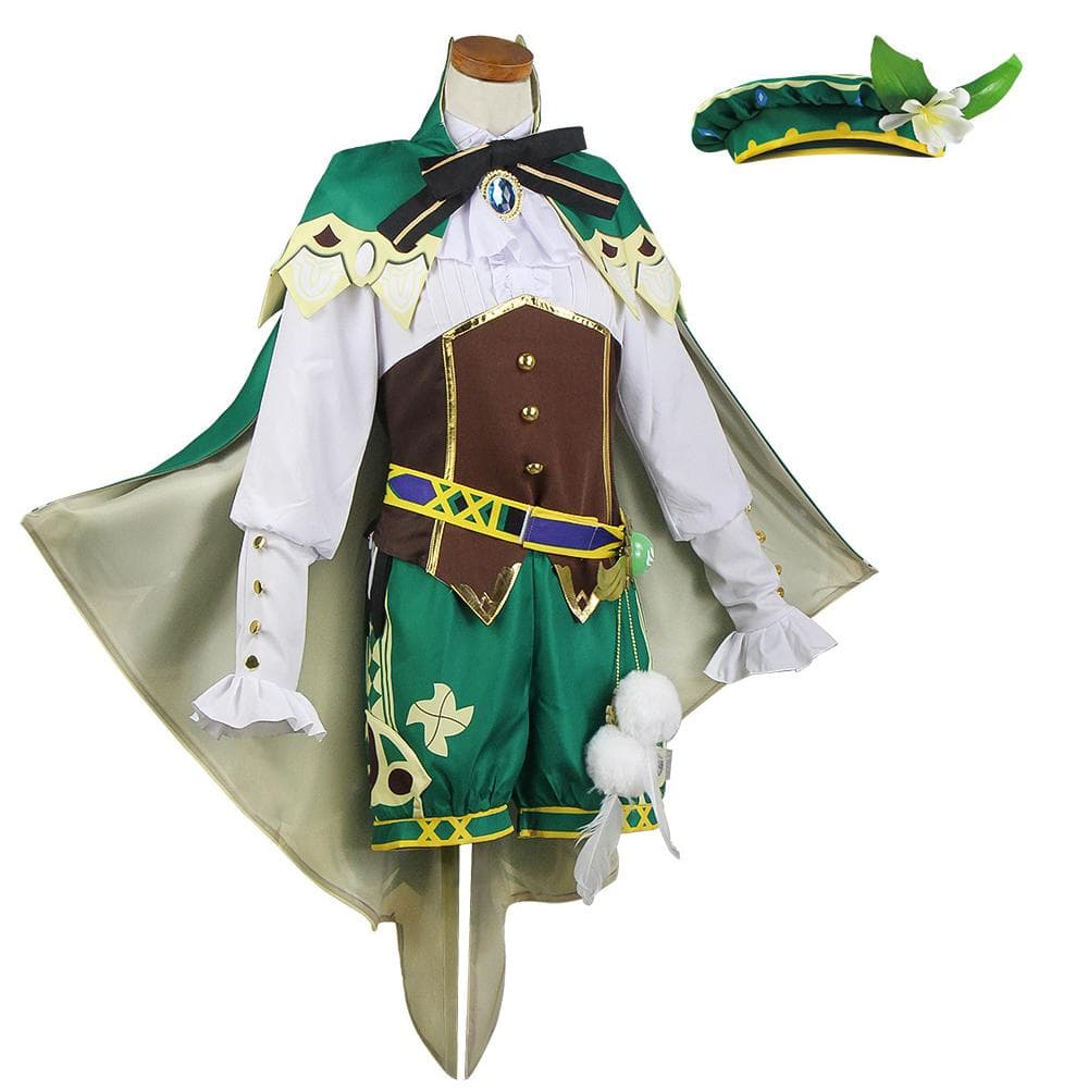 Genshin Impact Cosplay Game Anime Project Venti Cosplay Costumes Women's Cloak Top Shorts Belt Socks Tie Full Set xxxl