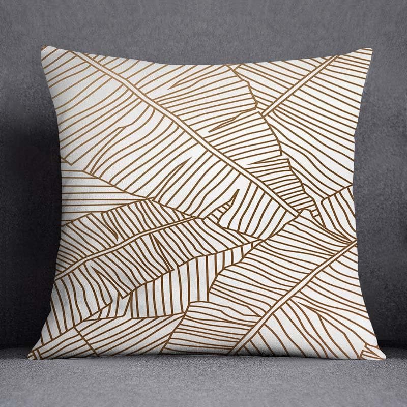 Geometric Leaves Flowers and Plants Series Pattern Home Decoration Pillowcase Square Pillowcase Home Office Decoration Cushion Cover 45-45cm