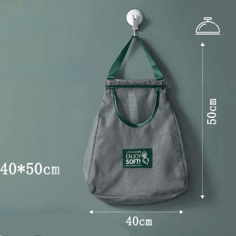 ?????1pc Ventilated Mesh Storage Bags for Garlic, Potatoes, Onions - Durable Plastic Hanging Organizer for Kitchen & Pantry, Non-Food Contact Safe Single layer 40*50cm