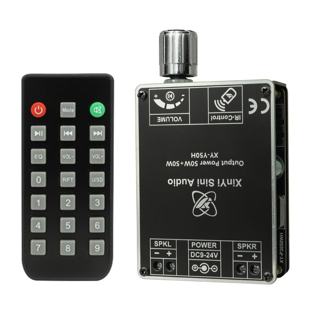 50W+50W BT 5.1 Wireless Audio Power Amplifier Portable Sound Amplifier Speaker Amp for Car and Home black