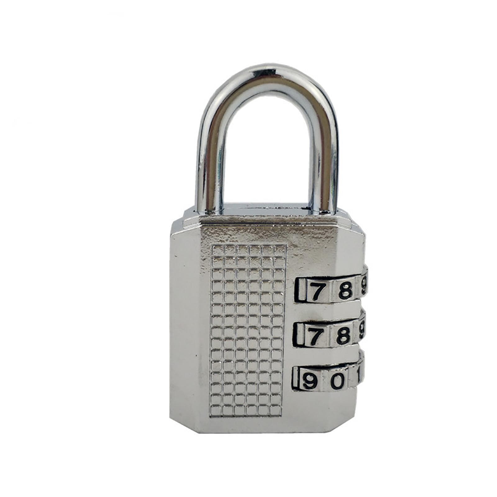 Combination Lock Waterproof 3 Digit Padlock Zinc Alloy Luggage Lock for Gym School HomeSilver silver