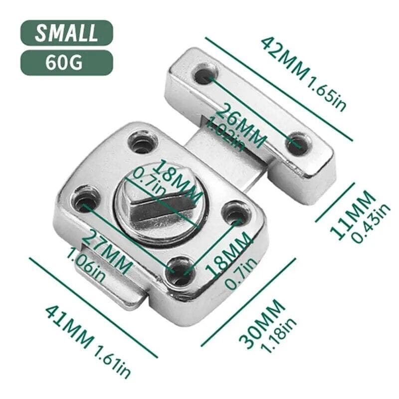 1Pc Home Security Latch Rotate Bolt Latch Gate Latches Door Slide Lock Twist Rotating Barrel Lock For Bathroom Toilet Door Lock silver