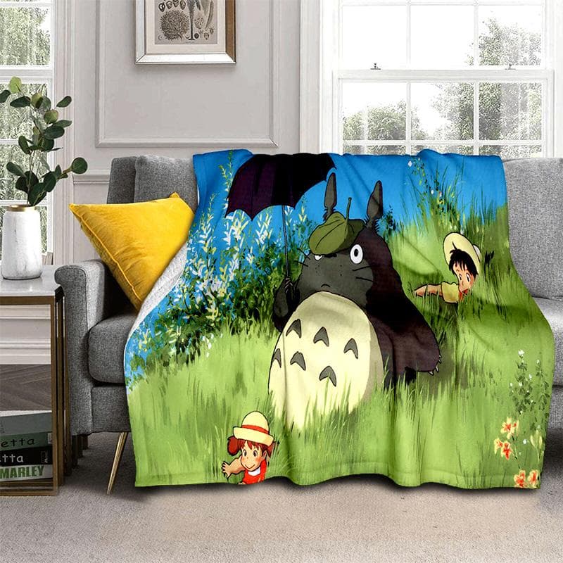 My Neighbor T-Totoro Anime Cartoon Blanket,Soft Throw Blanket for Home Bedroom Bed Sofa Picnic Travel Office Cover Blanket Kids 100cm x 150cm