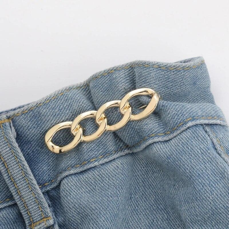 Simple Detachable Pants Clips Adjustable Waist Buckle Nail-free Metal Pins Button For Girls Jeans Waist Tightener gold