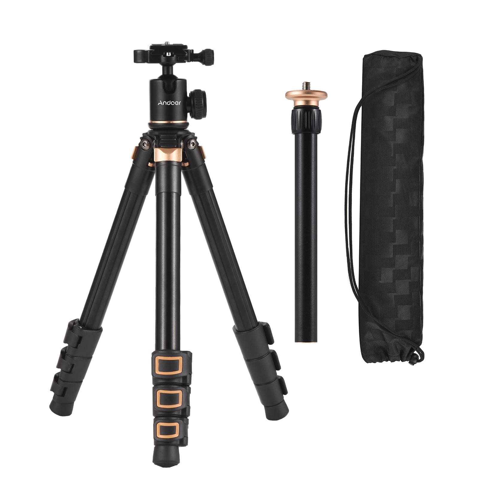 Andoer Portable Camera Tripod Stand Aluminium Alloy 360 degrees Rotatable Ball Head 5kg/11lbs Load Flip Locks