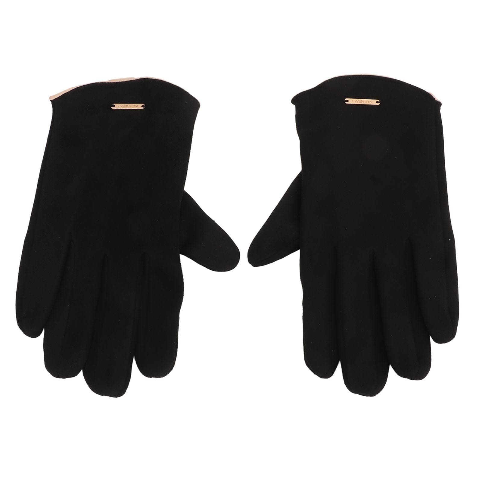 Men Suede Gloves Warm Cold Weather Touch Screen Gloves Mittens with Thermal Soft Lining for Cycling black