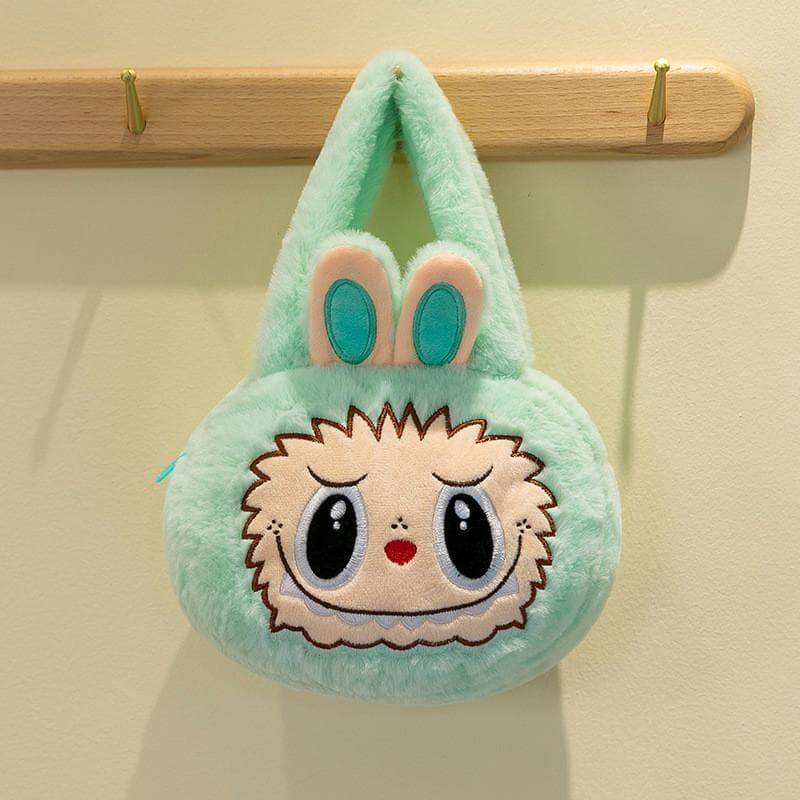 Cute And Colorful Labubu Plush Animal Shoulder Bag Stylish Crossbody Purse For Children Green Round