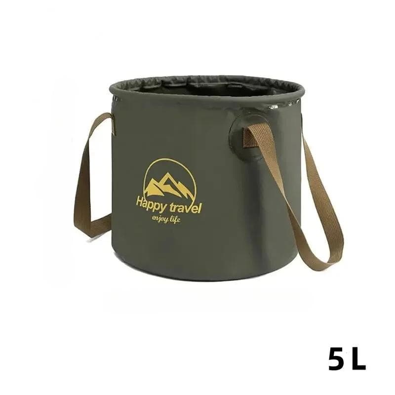 5L Outdoor Multifunctional Bucket Collapsible Portable Travel Bucket Large Capacity Carrying Bucket Camping Fishing Bucket green