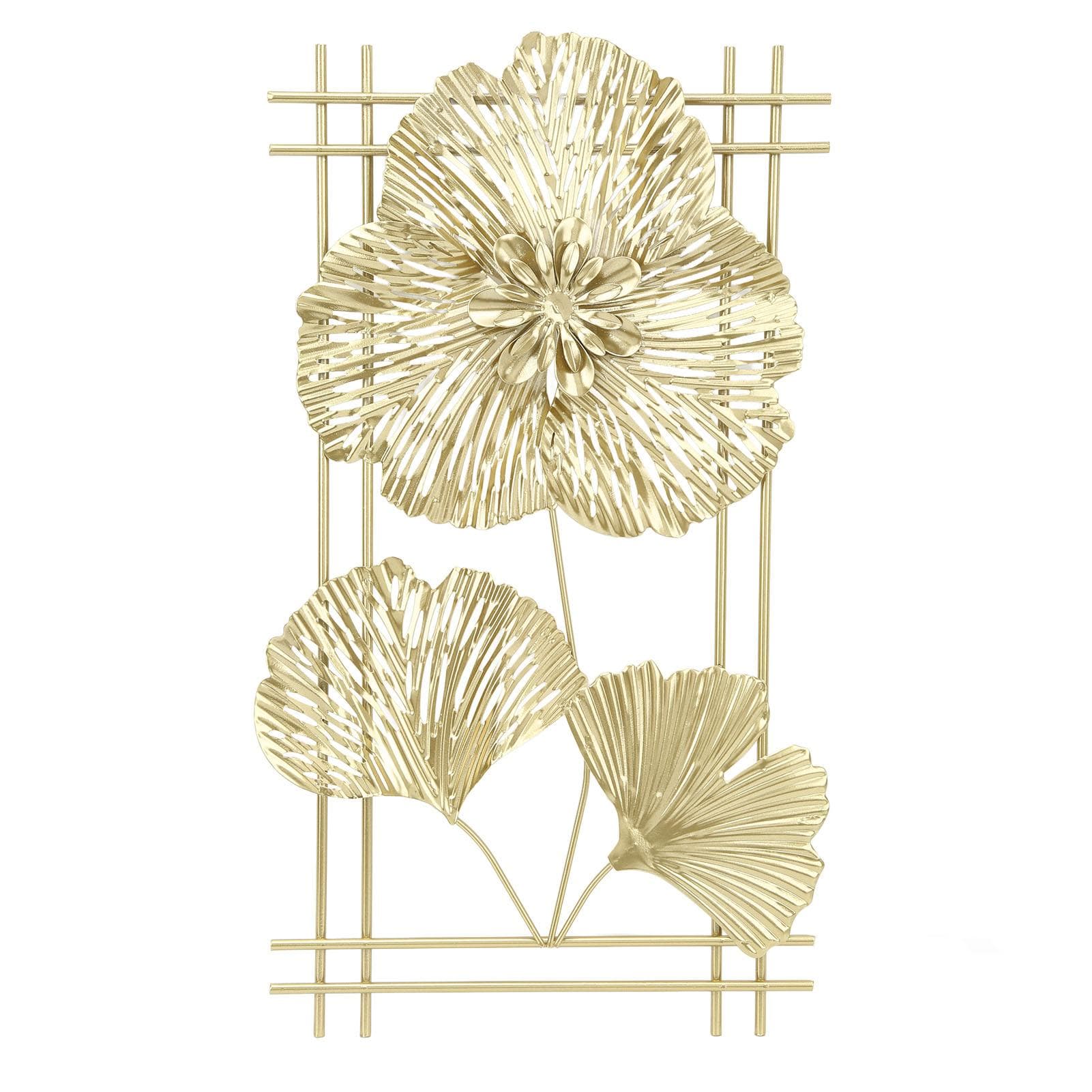 Ginkgo Leaf Wall Hanging Decor Metal Iron 3D Golden Ginkgo Leaf Wall Sculpture for Home Living Room