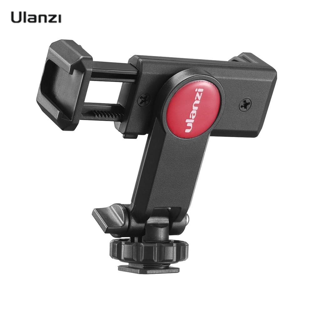 Rotatable Tripod Phone Holder Clamp Clip Mount Adapter with 1/4 Hot Shoe Microphone Mount Cold Shoe 360 Degree Rotatable black