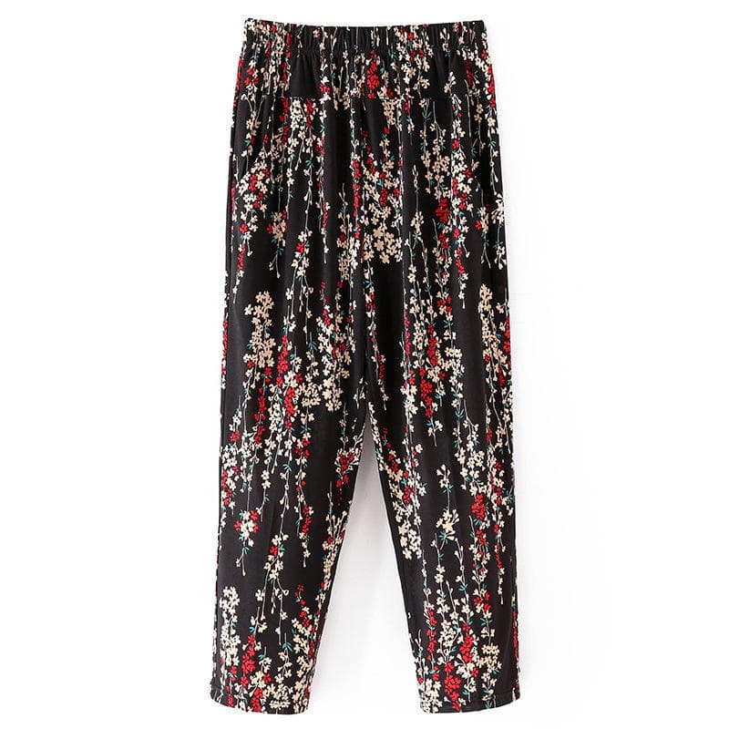 XL-8XL Women's Trousers Elderly Summer Pants Loose Ninth Pants Straight Pants Mother's Floral Pants Fat Grandma's Pants 4XL