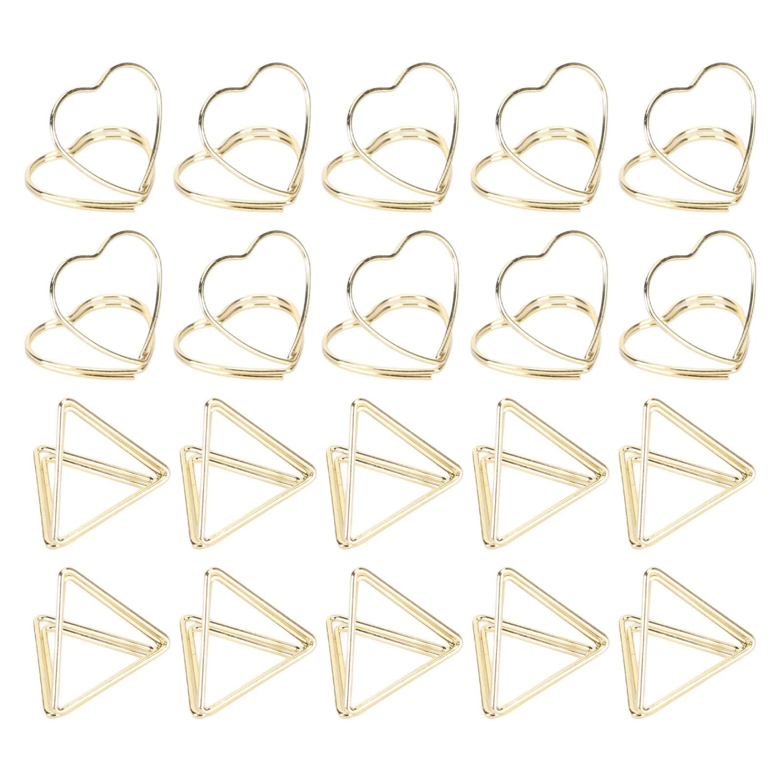 30Pcs Cute Paper Clips Triangular Heart Shaped Durable Metal Rustproof Fancy Paperclips for School