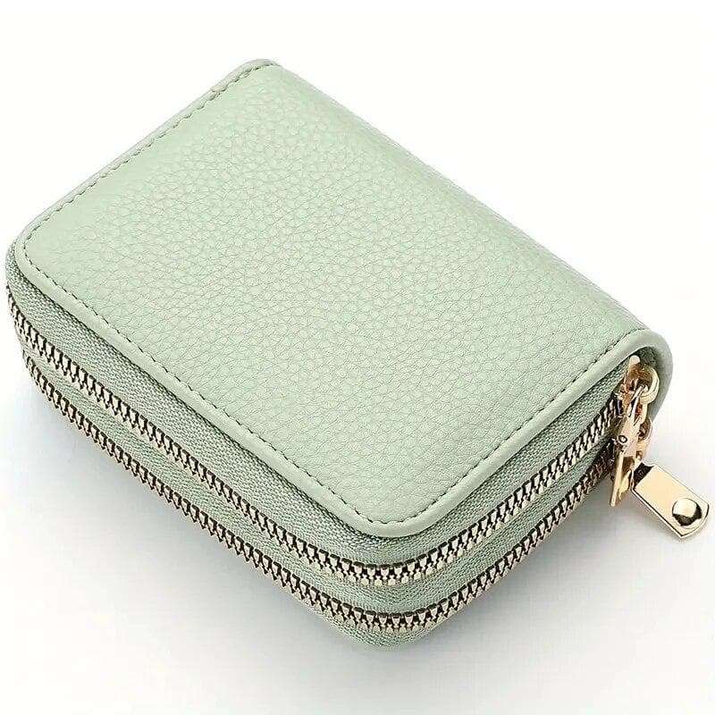 Women's Double Zipper Wallet Fashion Short Credit Card Holder With Large Capacity Coin Purse light green