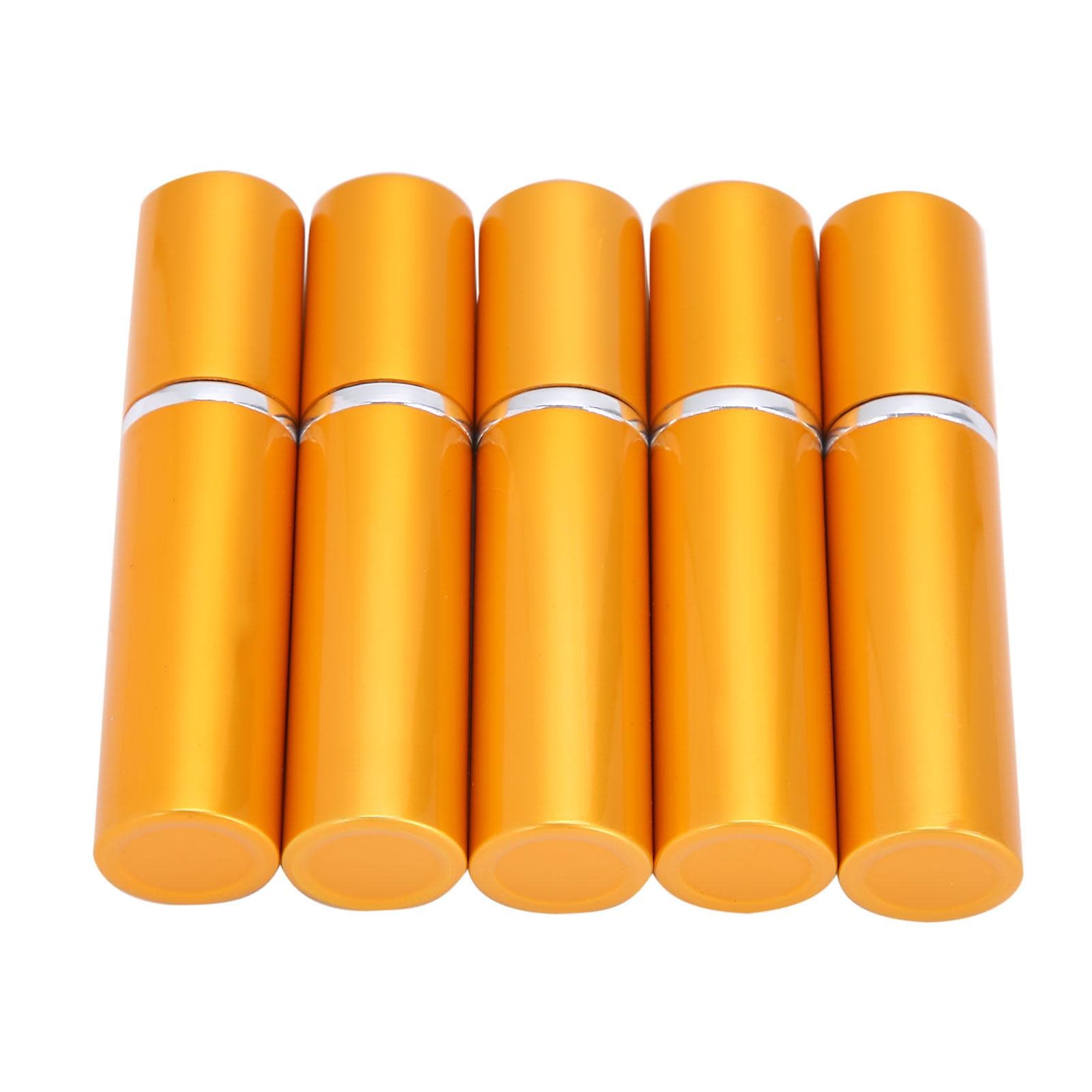 Aluminum Refillable Perfume Spray Bottle Portable Empty Perfume Atomizer 5ml x 5pcsGold gold