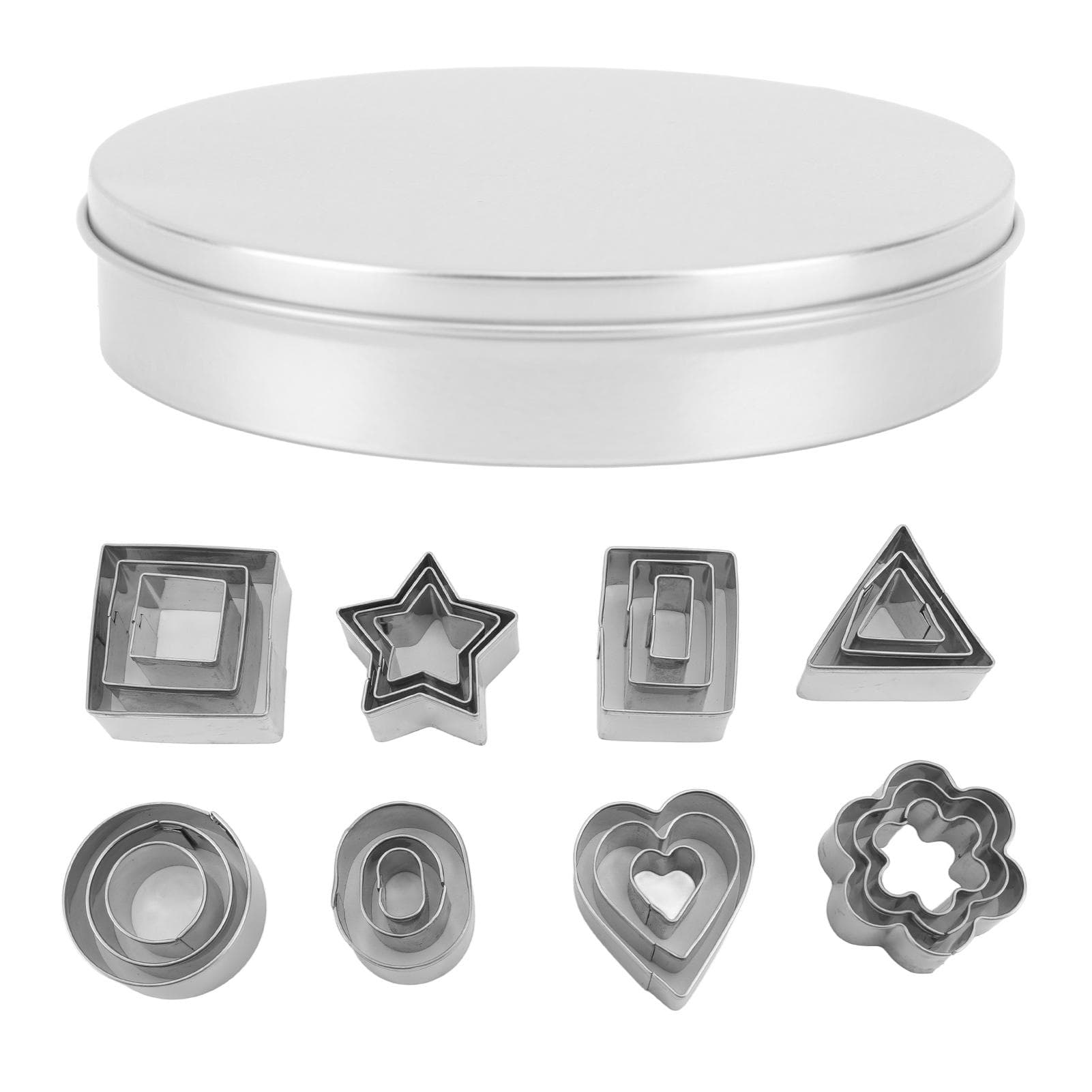 Cookie Cutters Set Round Star Flower Heart Square Rectangle Triangle Stainless Steel Cutters for L