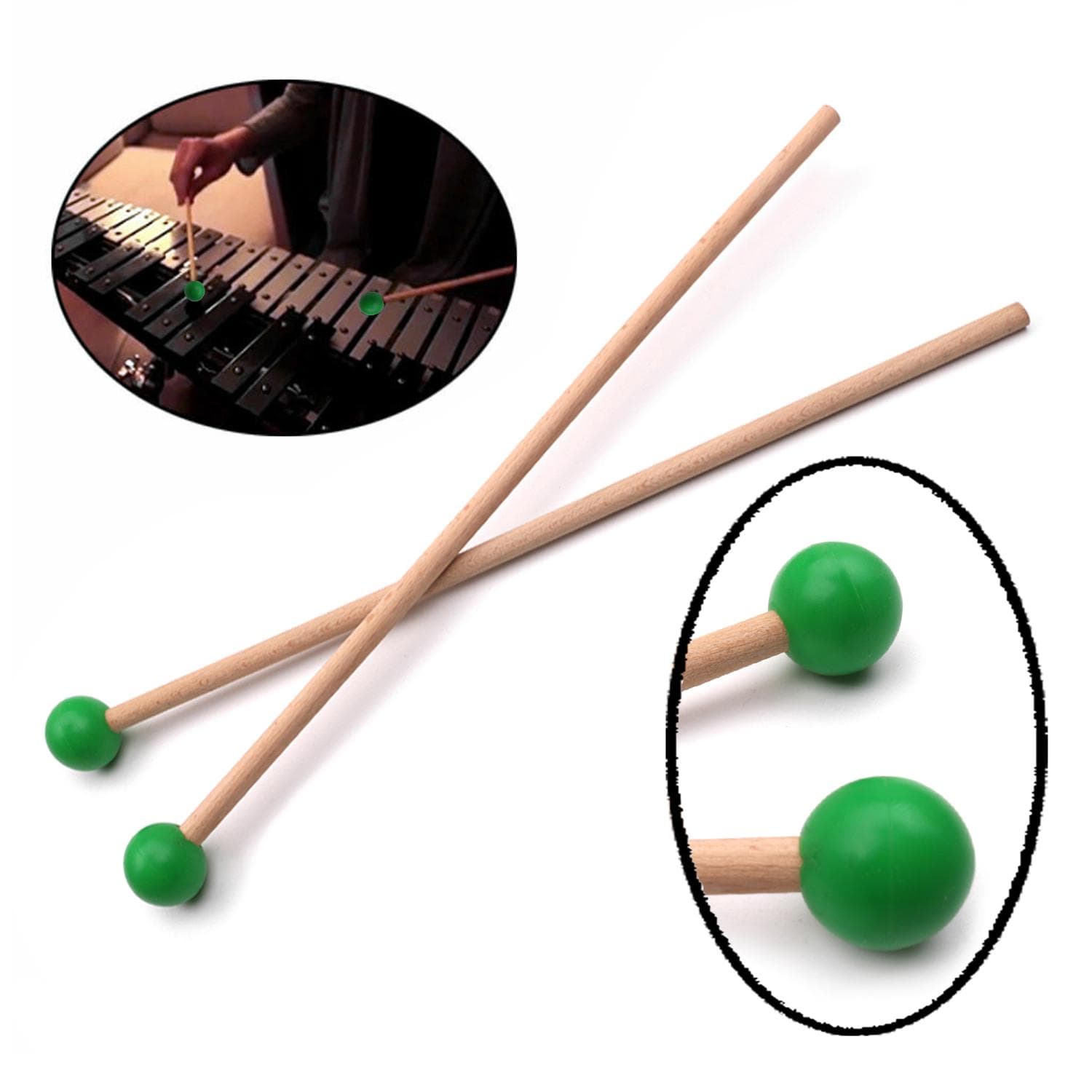 1 Paar professionelle Xylophon Marimba Mallet Drumsticks Percussion Parts green