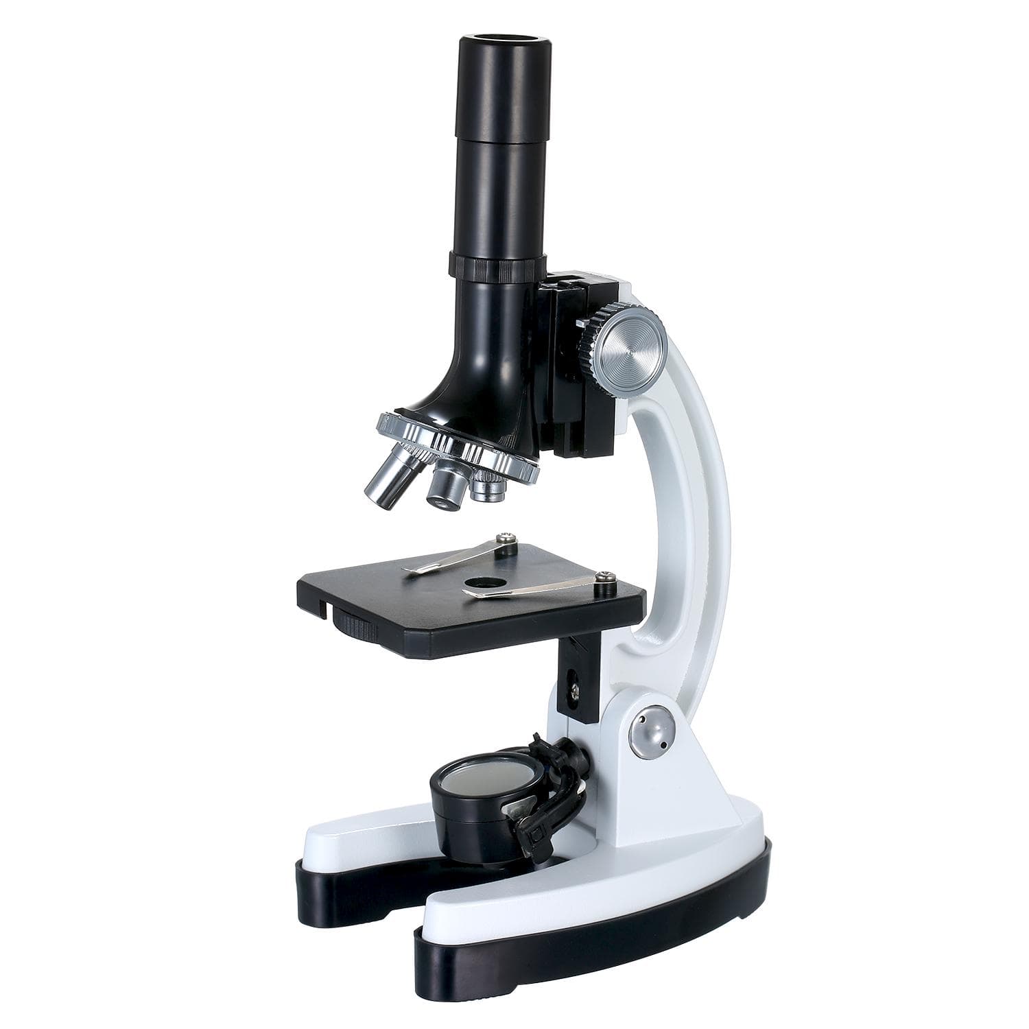 Children s Microscope Kit Large Eyepiece 100X-1200X High Power Metal Microscope Black & White