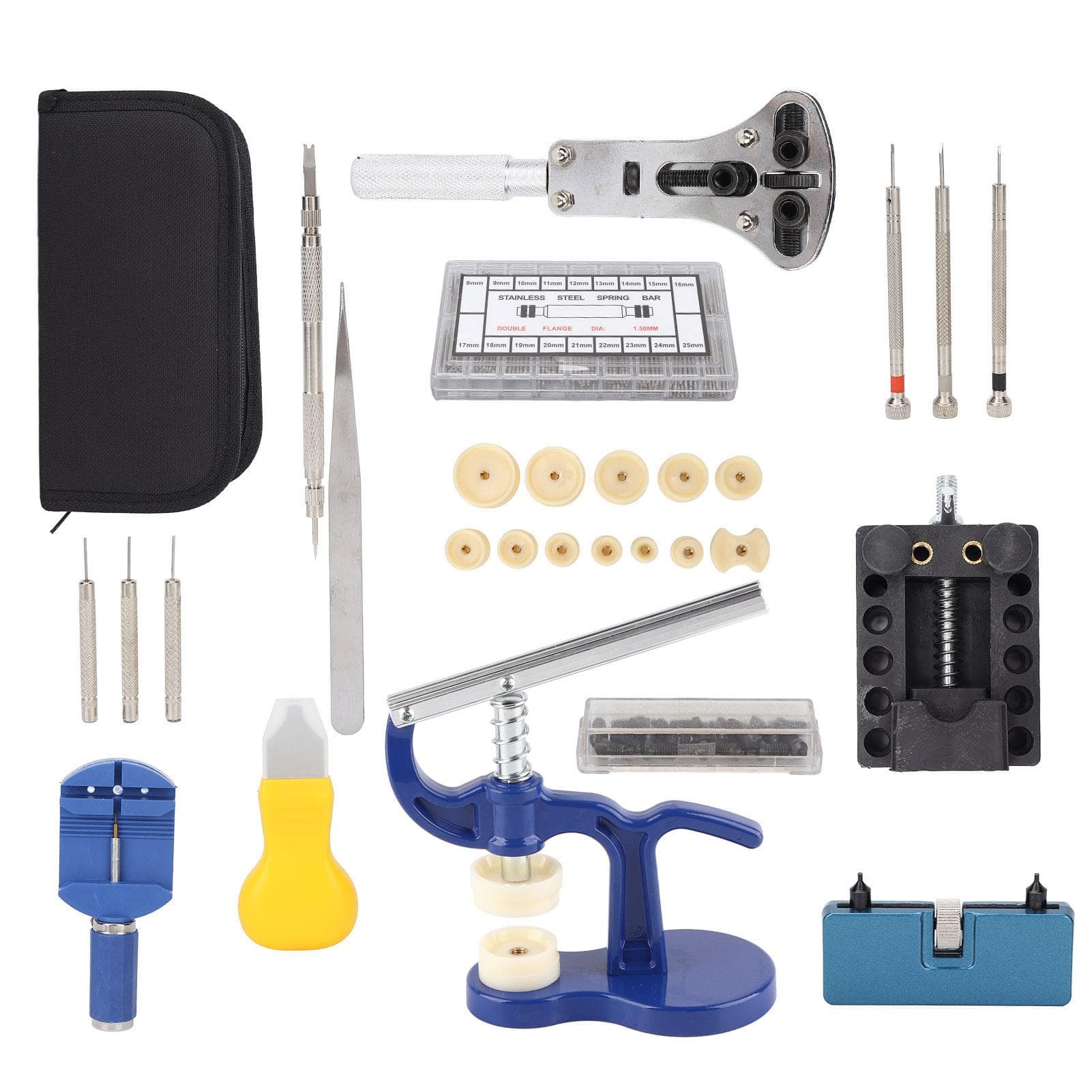 Watch Repair Tool Kit Watch Press Adjustable Back Case Opener Pin Punch Watch Battery Replacement