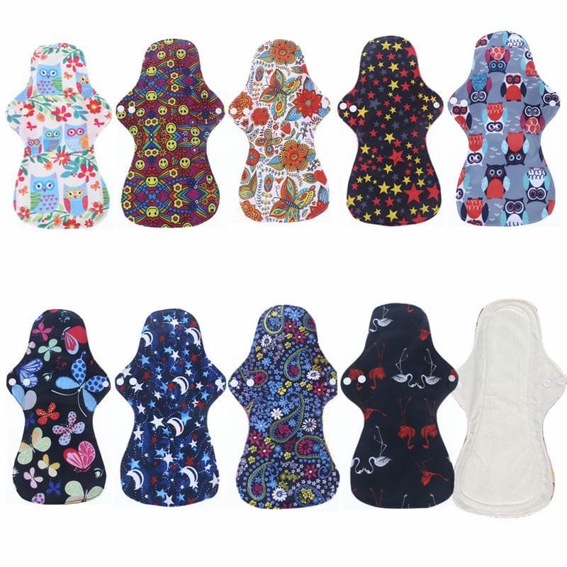 10Pcs Heavy Flow Mama Cloth Menstrual Pads Reusable Sanitary Pads 10white light random