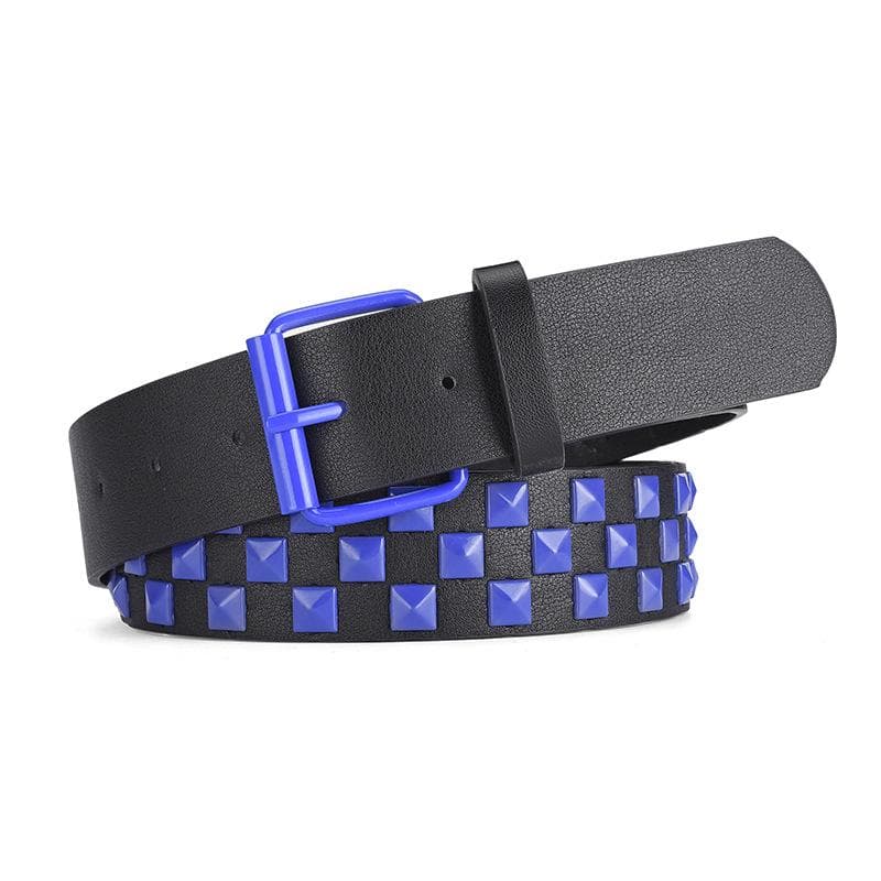 Width 3.8cm Hip-hop Punk Women's Belt Fashion Trend All-match Jeans Accessories Girdle Music Festival Y2k Girl Pu Waistband 107cm blue